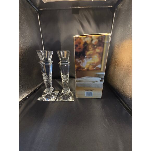 Set - 2 24%/+ Lead Crystal Legends Godinger 10” Candlesticks Candle Holders - Picture 5 of 5